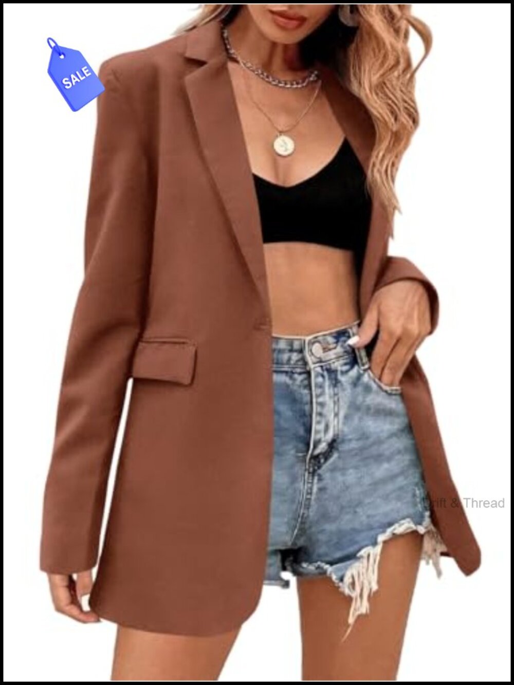Oversized Boyfriend Blazer Long Sleeve Notch Lapel Button Jacket